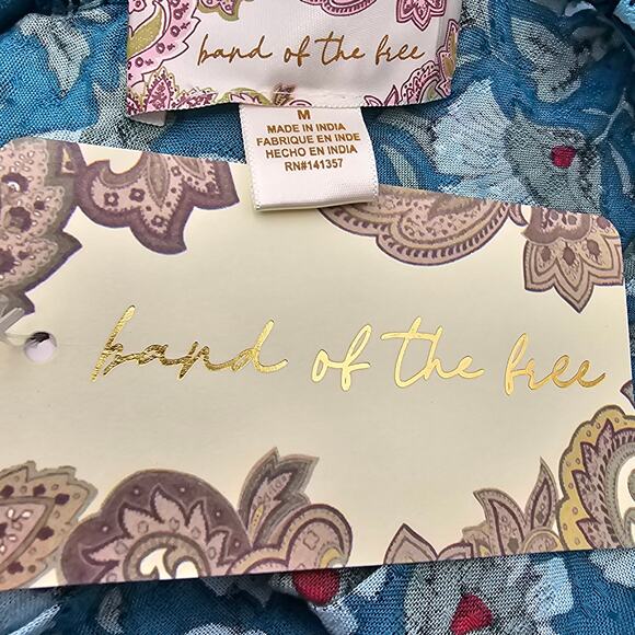 Band Of The Free Womans size M Jewel Teal Floral Faux Wrap Maxi Dress Boho NEW - Picture 6 of 8